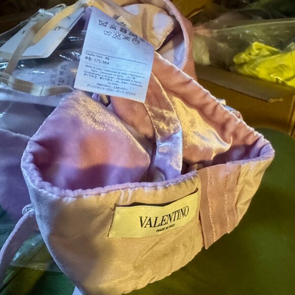 Valentino Velvet Halter Crop Top In Water Lilac - Picture 2 of 4